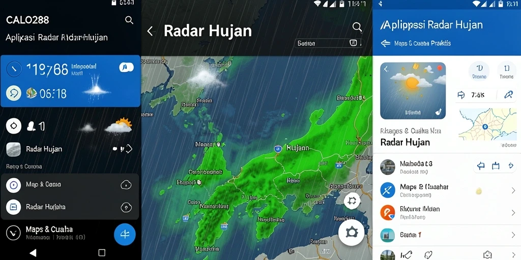 Antarmuka utama aplikasi CALO288 dengan fitur Radar Hujan yang informatif.