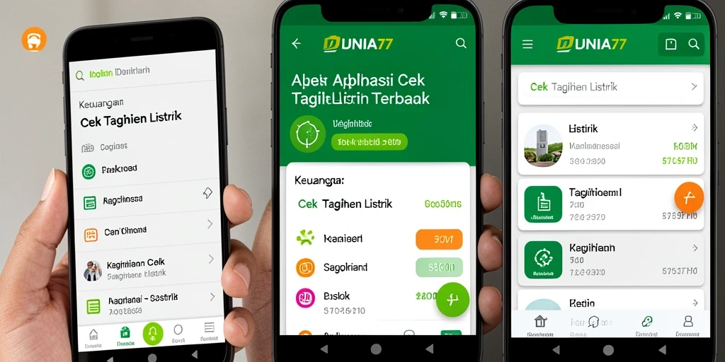 Tampilan utama DUNIA77 dengan antarmuka Cek Tagihan Listrik.