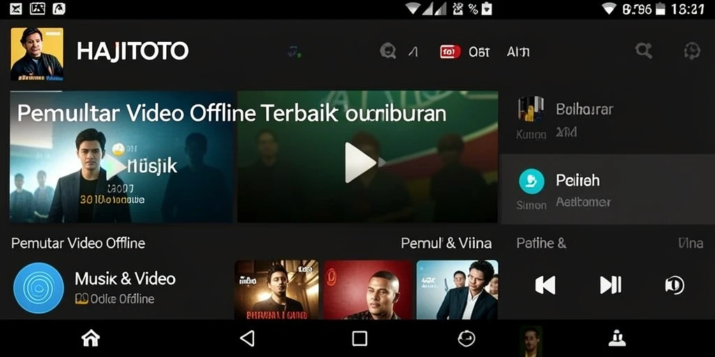 Antarmuka HAJITOTO yang sederhana dan fungsional untuk Pemutar Video Offline.