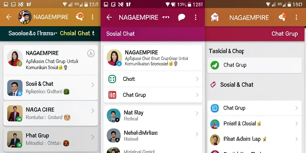 Antarmuka NAGAEMPIRE menampilkan berbagai fitur chat grup yang menarik.